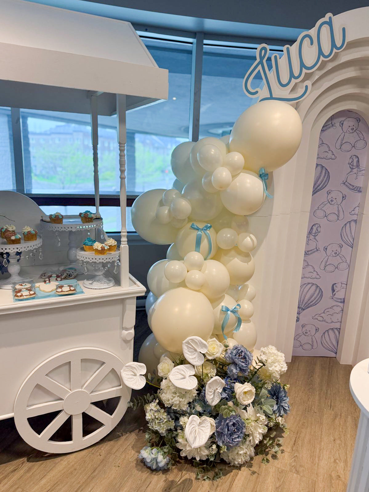 Baby Shower bleu & ivoire – Thème ourson pour Luca