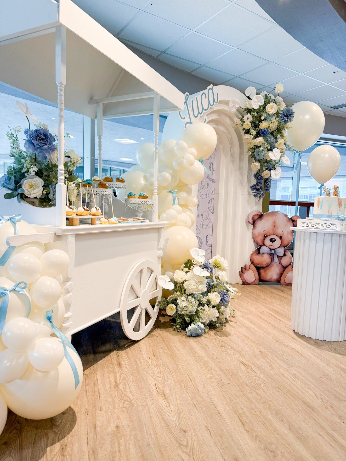 Baby Shower bleu & ivoire – Thème ourson pour Luca