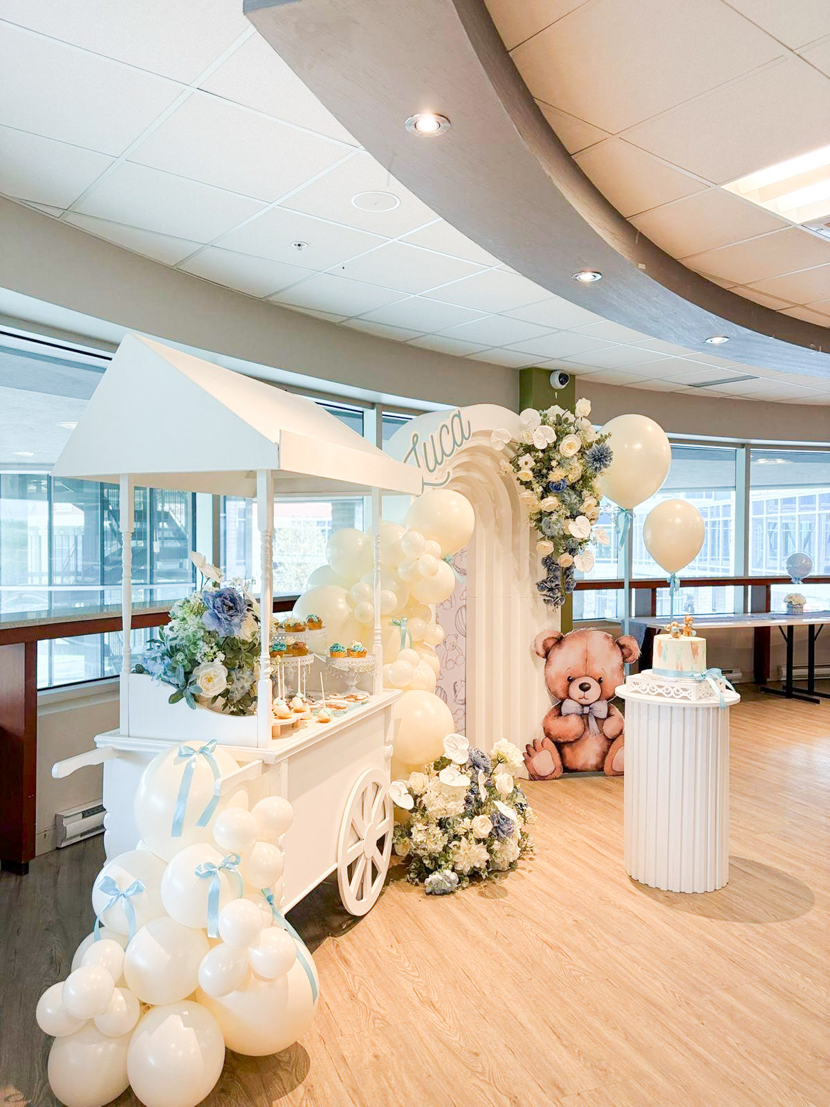 Baby Shower bleu & ivoire – Thème ourson pour Luca