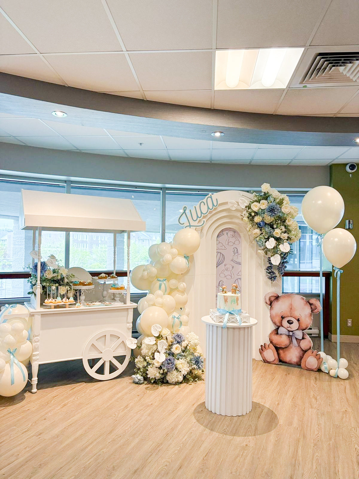 Baby Shower bleu & ivoire – Thème ourson pour Luca
