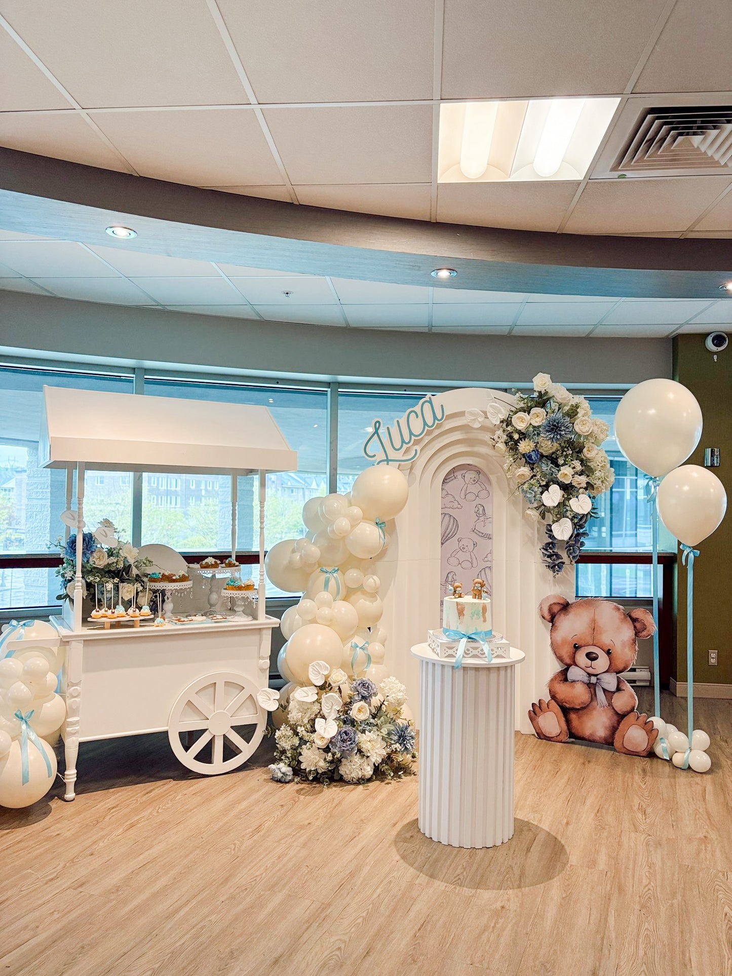 Baby Shower bleu & ivoire – Thème ourson pour Luca