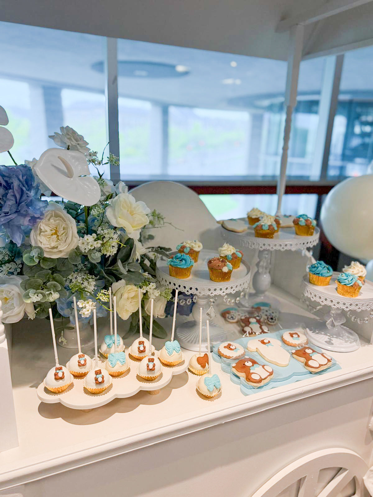 Baby Shower bleu & ivoire – Thème ourson pour Luca
