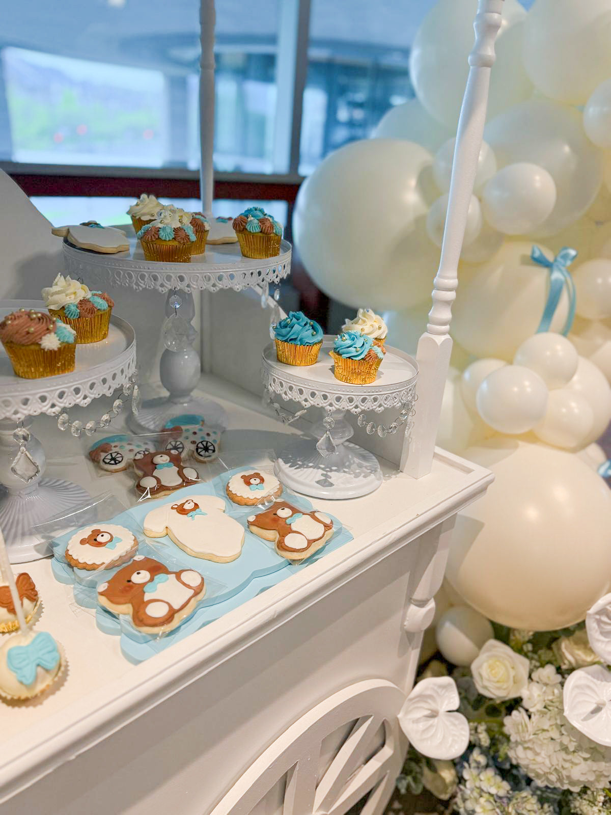 Baby Shower bleu & ivoire – Thème ourson pour Luca