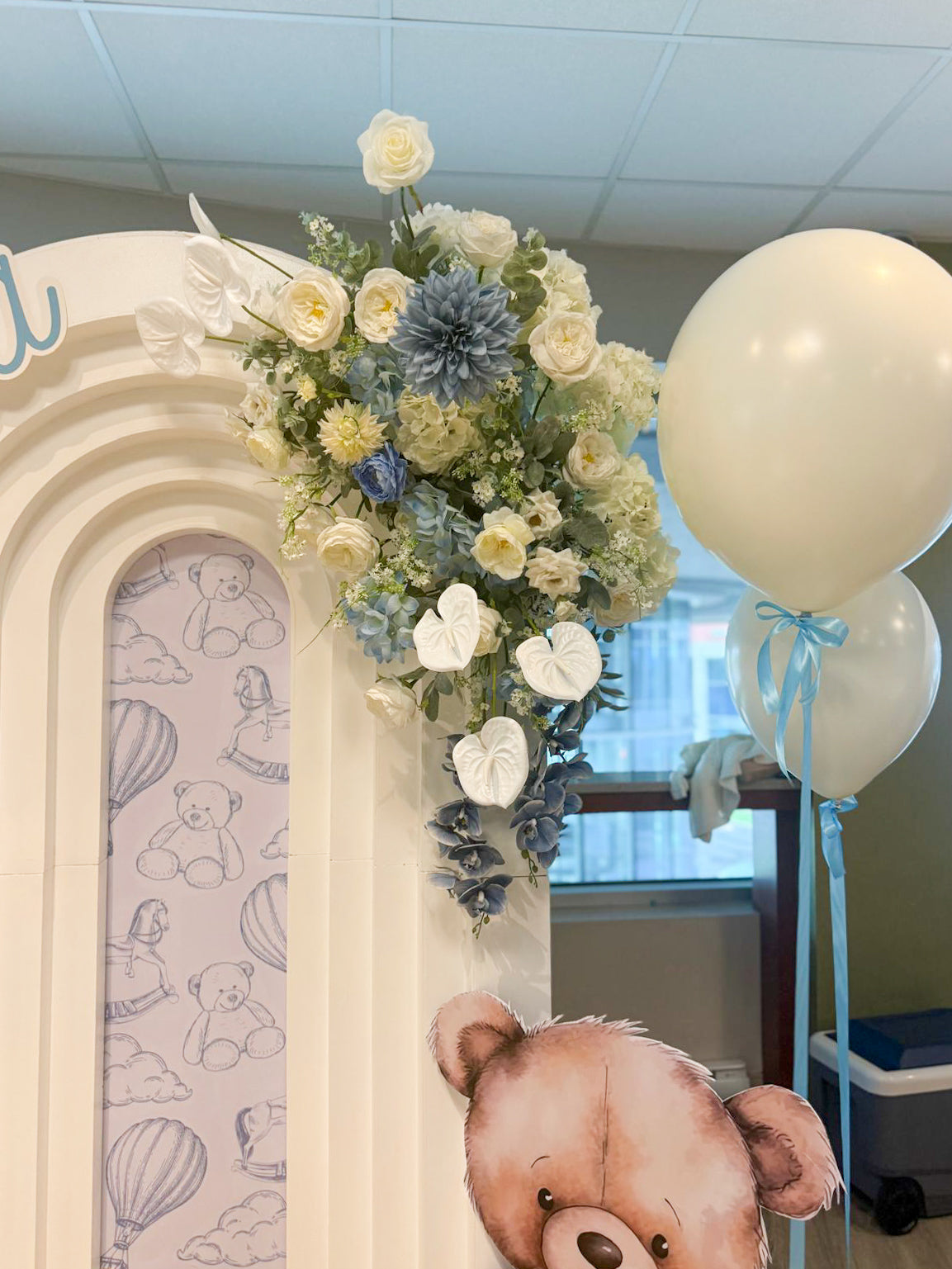 Baby Shower bleu & ivoire – Thème ourson pour Luca